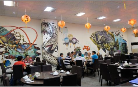来凤海鲜餐厅墙体彩绘